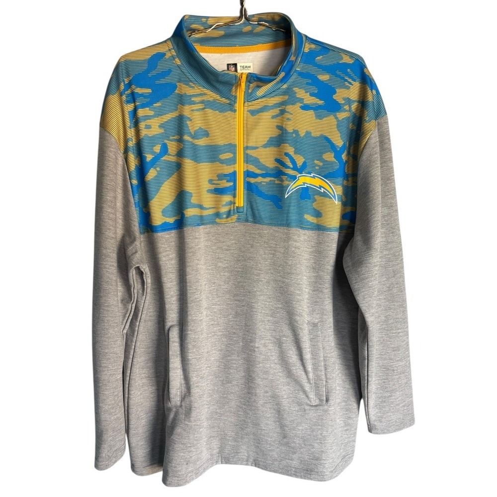 NFL‎ Apparel Los Angeles Chargers Mens Blue Camo Size XL 1/4 Zip Pullover